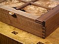 Box and Wood and Mug From Right Front Close-Up